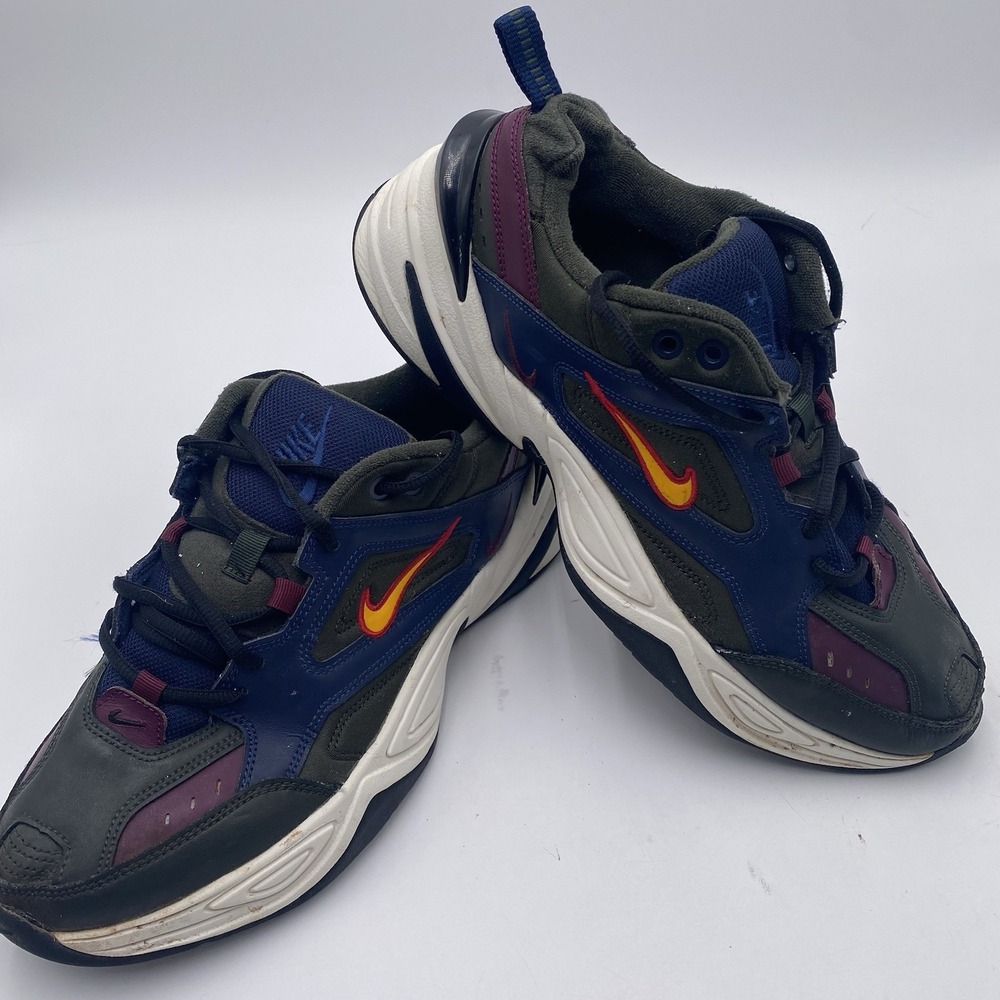 Nike M2K Tekno running shoes Midnight Navy Bordeaux Sequoia AV4789-401 Mens Sz 9